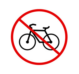 vector cycling prohibition symbol on white background
