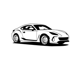 simple black and white sports car illustration