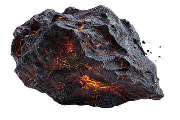 Obraz premium Glowing hot rock, fiery texture, dark background