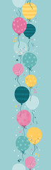 Fun hand drawn party seamless design with fun balloons. Great for birthday parties, textiles, banners, wallpapers, wrapping - vector design