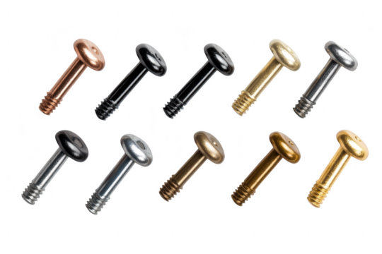 Assortment of metal screws isolated on transparent background - Powered by Adobe