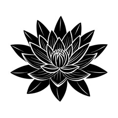 Black and White Lotus Flower Silhouette Spiritual Enlightenment Theme