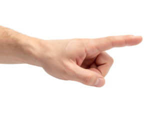 Pointing hand emphasizing a critical message.