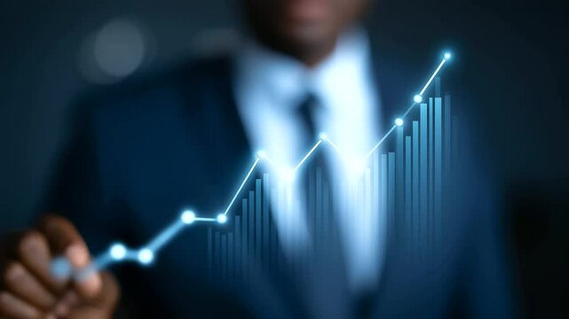 Corporate professional reviewing financial graphs to devise strategic plans.