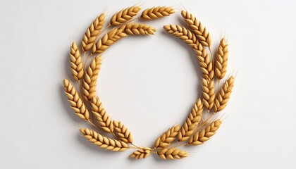 Fototapeta premium Wheat Wreath Isolated on White Background, Grain Crop Symbol