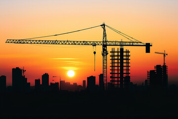Tower crane operating at urban site representing real estate growth and building progress