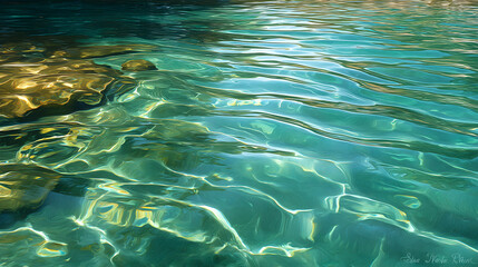 Slow ripple effect on tropical water, high transparency 