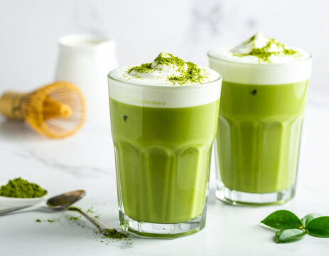 Creamy Matcha Latte Refreshing Green Tea Drink Recipe and Photos