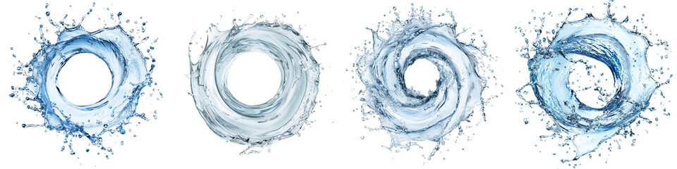 Spiraling water explosion effect, isolated on transparent background

