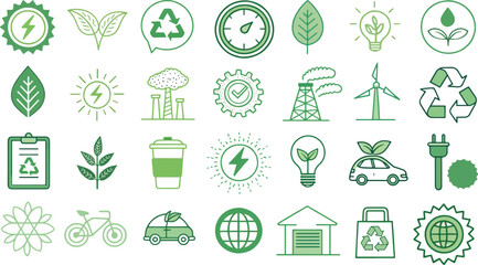 Collection of eco-friendly icons