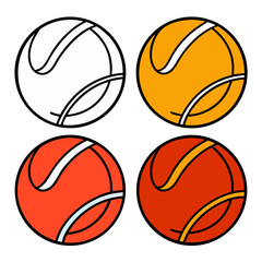 Color Tennis Ball Icon Set – Flat Sports Ball Vector Design Collection