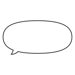 シンプルな ふきだし 横長 単体 ベクター 白 黒