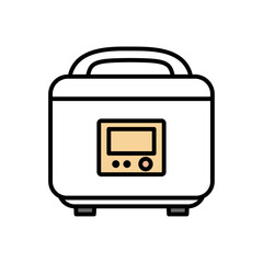 かわいくシンプルに描かれた炊飯器のベクターイラスト｜炊飯器,電気釜,キッチン家電,ご飯,白背景,ベクター