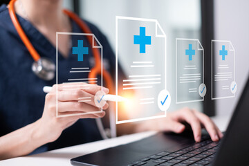 Professional healthcare worker doctor physician medical certificate report concept