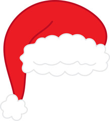 A festive red Santa hat with white fur trim.