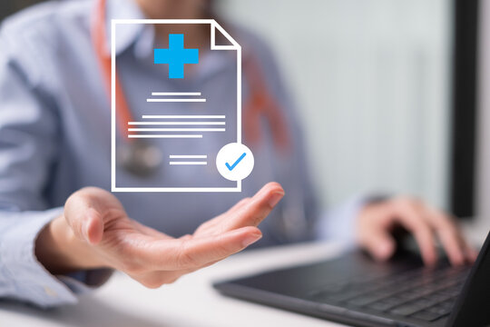 Professional healthcare worker doctor physician medical certificate report concept