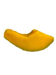 Slices of steamed pumpkin neatly arranged on a clean white background. The vibrant orange flesh and soft texture highlight its freshness and natural appeal. Ideal for use in topics related to healthy 