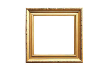 Ornate golden picture frame isolated on transparent background