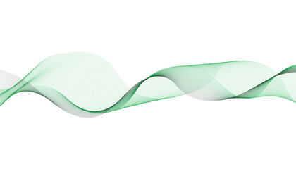 Green Wave Abstract Background, Smooth Curved Lines on White