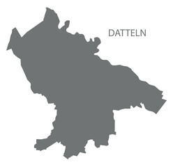 Datteln city map with boroughs grey illustration silhouette shape