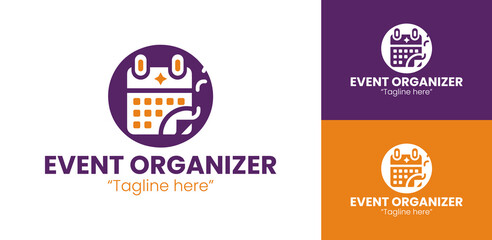 Creative and Minimalist Event Logo with Calendar Design in Professional Purple and Orange