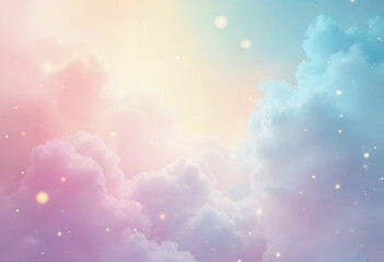 Fototapeta premium Pastel Dreamy Sky Soft Clouds, Glowing Lights, and Magical Atmosphere