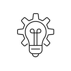Lightbulb in gear outline icon. Innovation concept