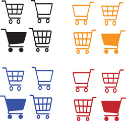 Flat Minimalist Shopping Cart Vector Icon