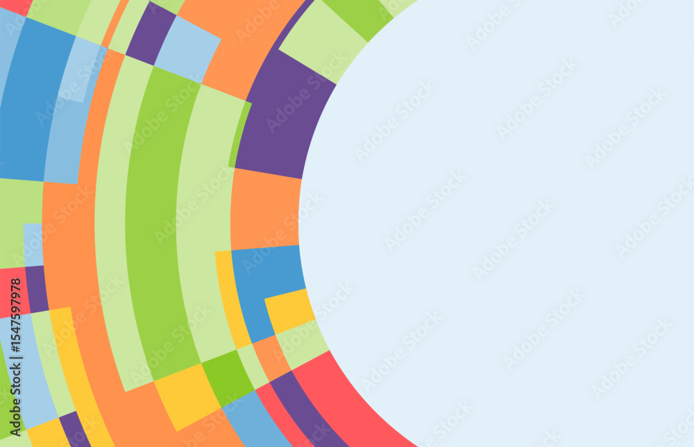 Poster colorful curved abstract background with copy space. the left side displays a dynamic flow of segmen