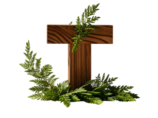Wooden Number T Decorated with Lush Green Ferns Isolated on White Background High Resolution 4k Stock Photo Image Download isolated on a transparent background
