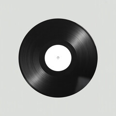 Obraz premium Black vinyl record with a white label isolated on white background