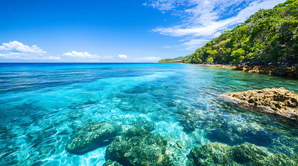 Obraz premium A secluded crystal clear water at the Great Barrier Reef