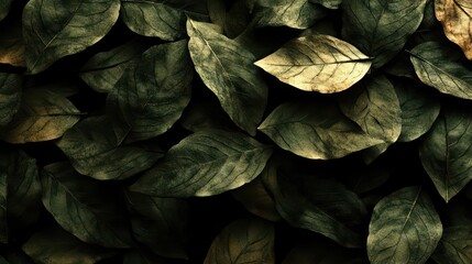 Dark Green and Gold Leaf Texture