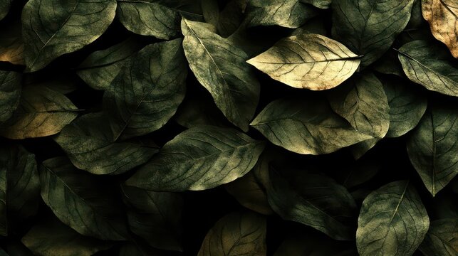 Dark Green and Gold Leaf Texture