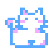 blue lazy cat pixel icon