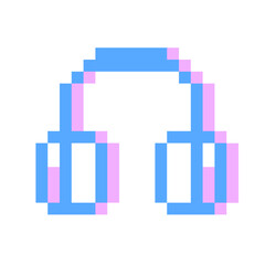 Obraz premium blue headphone pixel icon