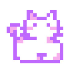 Fototapeta premium purple lazy cat pixel icon