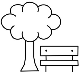 bench under tree vector icon on white background