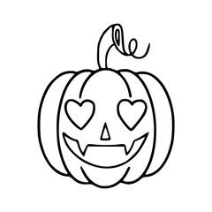 cute Halloween pumpkin with heart eyes