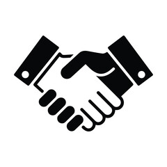Handshake Icon: A clean, professional icon depicting two hands clasped in a handshake, symbolizing agreement and partnership.