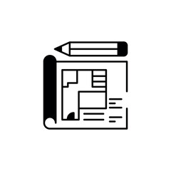 Blueprint icon design with white background stock illustration