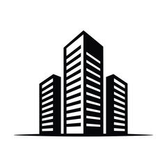 Fototapeta premium Modern City Silhouette: A striking monochrome image showcases a trio of contemporary skyscrapers, representing urban development and architectural design.