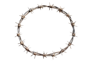 Circular Barbed Wire Fence Element Grey and Brown Metal Spikes Isolated on a transparent background circle