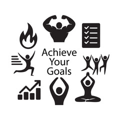 Fototapeta premium Achieve your goals icons concept on white background