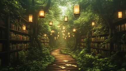 Enchanted Forest Library Pathway
