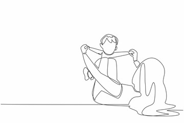Continuous one line drawing mother lying on the floor while playing with baby. Sunbathing in the morning. Healthy. Activities in the park. Play. Baby Day. Single line draw design vector illustration