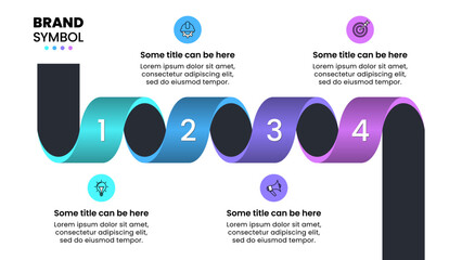 Infographic template. Colorful spiral with 4 steps