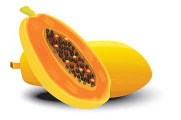 isolated ripe papaya on white background