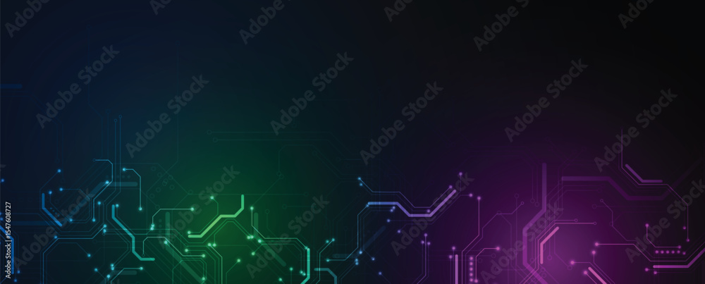 Poster Abstract round frame circuit technology concept background