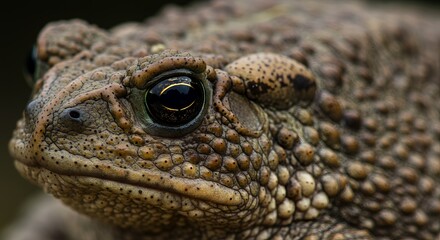 Obraz premium Close-up of a Toad's Eye and Warty Skin Texture